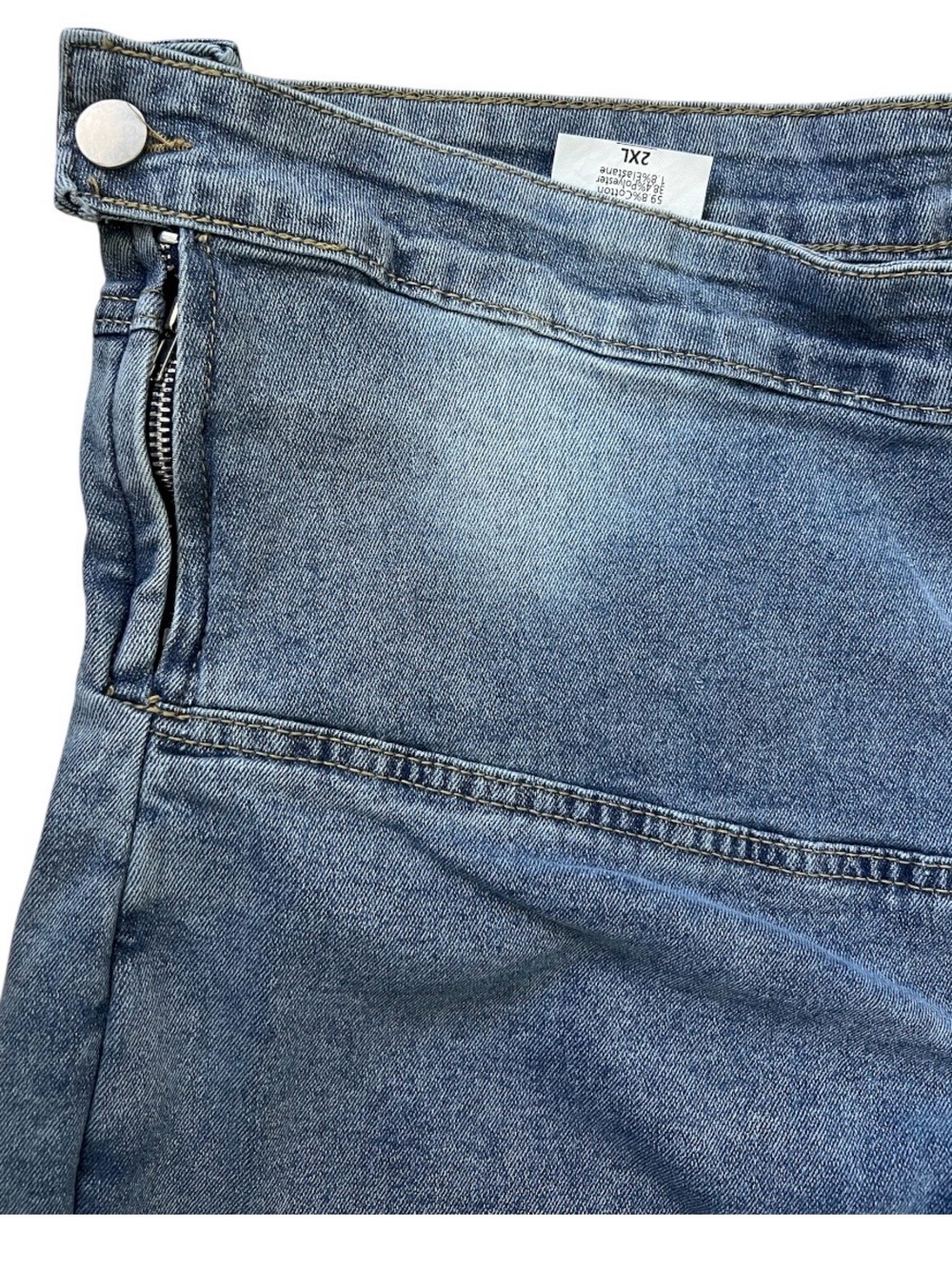 High-Rise Wide Leg Blue Jeans with Front Panel Detail - Picture 7 of 11